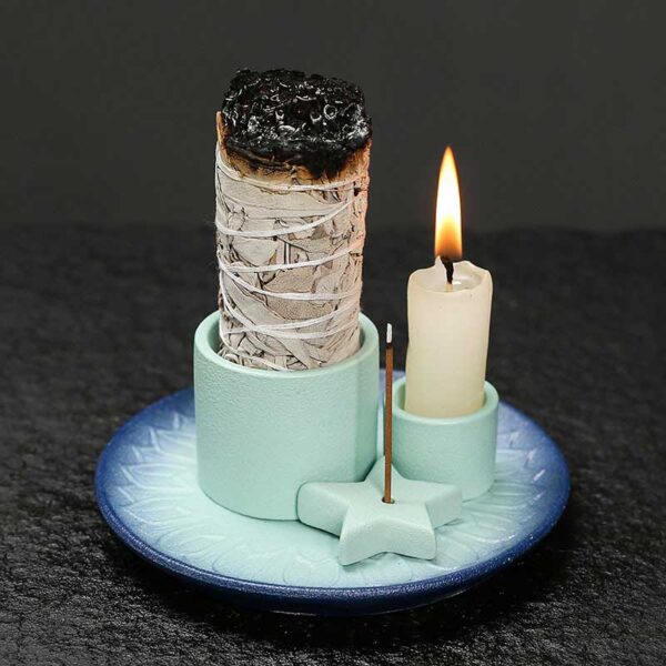 Nordic Ceramic Aroma Burner & Candle Holder - Minimalist Oil Diffuser for Wax Melts, Sage & Essential Oils